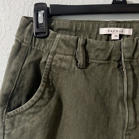 Dark Green Denim Cargo Pants - Picture 3 of 5